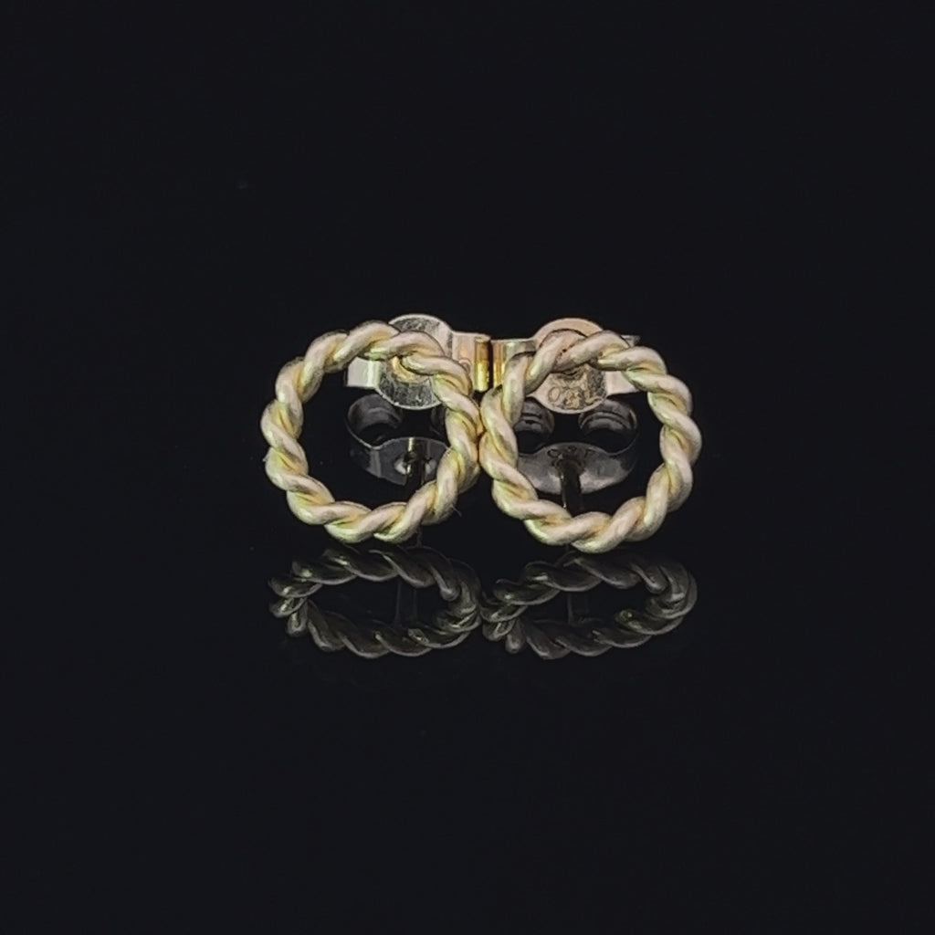 Shimell And Madden - contemporary 18k Yellow Gold Two Strand Rope Circle Earrings - DESIGNYARD, Dublin Ireland