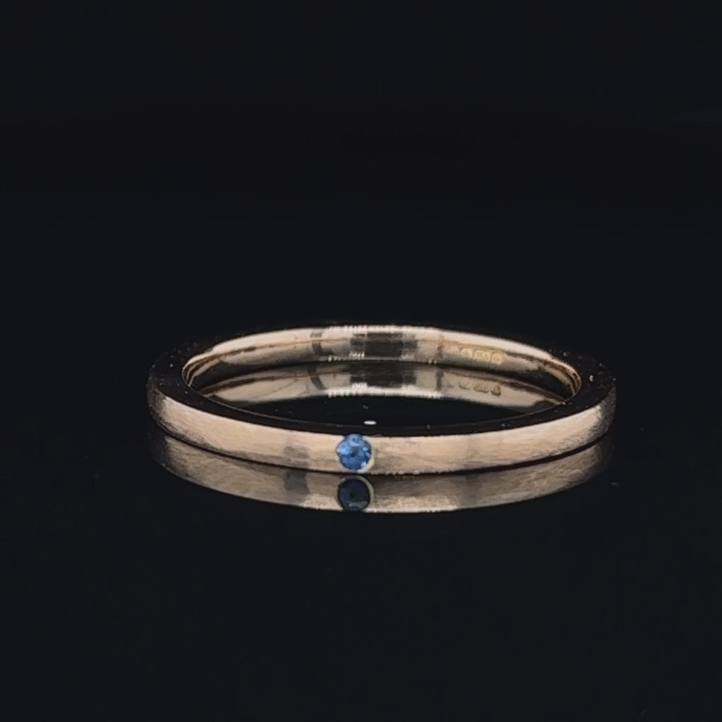DesignYard - 18k Rose Gold Blue Sapphire wedding Ring - DESIGNYARD, Dublin Ireland