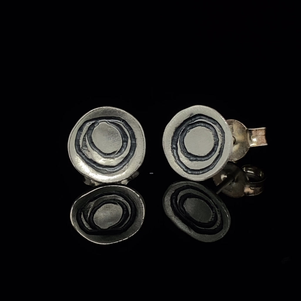 Kate Smith - Sterling Silver Oxidised Etched Earrings - DESIGNYARD, Dublin Ireland.