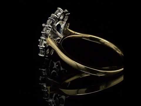Video of Platinum & 18k Yellow Gold Blue Sapphire Diamond Cluster Engagement Ring. Available on DESIGNYARD.com and in our Jewellery Shop Dublin, Ireland. Free Worldwide Shipping with DHL.