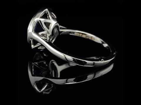 Video of 18k White Gold Blue Sapphire Diamond Engagement Ring. Available on DESIGNYARD.com and in our Jewellery Shop Dublin, Ireland. Free Worldwide Shipping with DHL.