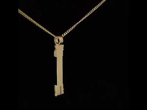 Video of Síne Vasquez's Contemporary 14k Yellow Gold Diamond Pillar Pendant. Available on DESIGNYARD.com and in our Jewellery Shop Dublin, Ireland. Free Worldwide Shipping with DHL.
