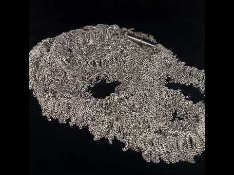 Video of Claudia Milic's Contemporary Sterling Silver Siara Long Chain Necklace. Available on DESIGNYARD.com and in our Jewellery Shop Dublin, Ireland. Free Worldwide Shipping with DHL.