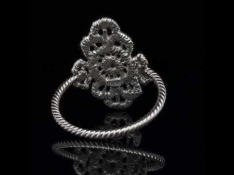 Video of Brigitte Adolph's Sterling Silver Mona Lisa Diamond Statement Ring. Available on DESIGNYARD.com #1 for Contemporary Jewellery Dublin, Ireland. Free Worldwide Shipping with DHL.
