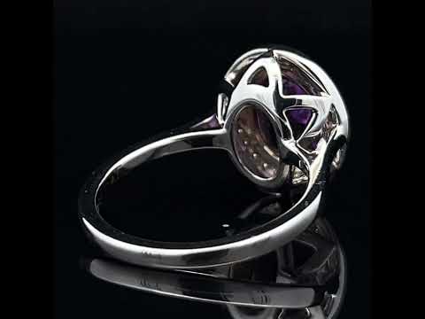 Video of 18k Yellow White Gold Amethyst Diamond Cocktail Ring. Available on DESIGNYARD.com and in our Jewellery Shop Dublin, Ireland. Free Worldwide Shipping with DHL.