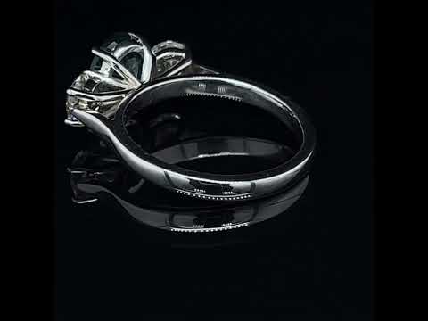 Video of Platinum Mēdēəm Trilogia Emerald Diamond Engagement Ring. Available on DESIGNYARD.com and in our Jewellery Shop Dublin, Ireland. Free Worldwide Shipping with DHL.