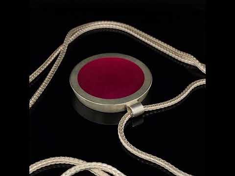 Video of Monika Jakubec's Sterling Silver Pink Extra Long Statement Necklace. Available on DESIGNYARD.com and in our Contemporary Jewellery Shop Dublin, Ireland. Free Worldwide Shipping with DHL.