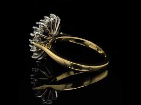 Video of 18k Yellow White Gold Blue Sapphire Cushion Cluster Engagement Ring. Available on DESIGNYARD.com and in our Jewellery Shop Dublin, Ireland. Free Worldwide Shipping with DHL.