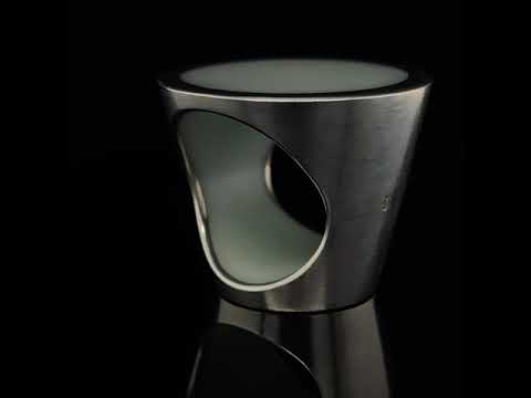 Video of Monika Jakubec's Silver Light Blue Resin Cone Statement Ring. Available on DESIGNYARD.com and in our Contemporary Jewellery Shop Dublin, Ireland. Free Worldwide Shipping with DHL.