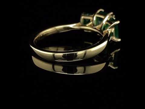 Video of 18k Yellow Gold Green Emerald Trilogia Engagement Ring. Available on DESIGNYARD.com and in our Jewellery Shop Dublin, Ireland. Free Worldwide Shipping with DHL.
