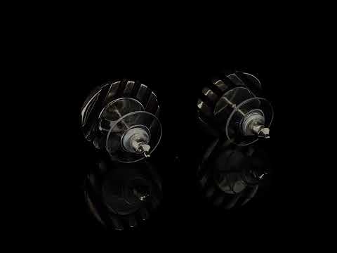 Video of Sarah Herriot's Silver Oxidised Escalator Stud Statement Earrings. Available on DESIGNYARD.com and in our Contemporary Jewellery Shop Dublin, Ireland. Free Worldwide Shipping with DHL.