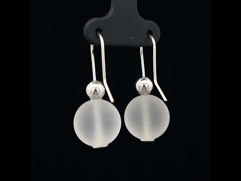 Video of Inga Reed's Sterling Silver Frosted Rock Crystal Drop Earrings. Available on DESIGNYARD.com and in our Jewellery Shop Dublin, Ireland.