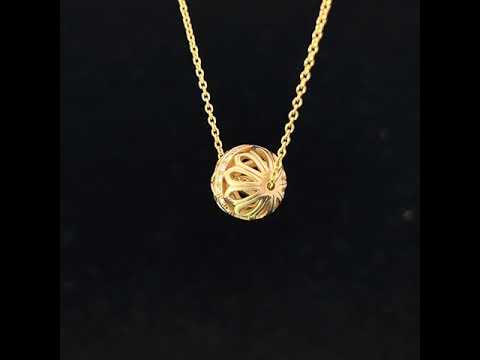 Video of Flora Bhattachary's 14k Yellow Gold MOR Diamond Bead Pendant. Available on DESIGNYARD.com and in our Jewelry Store Dublin, Ireland.