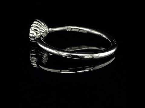 Andrew Geoghegan Platinum Blue Sapphire Diamond Cannele Engagement Ring