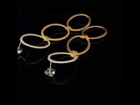 Video of Heather O'Connor's Contemporary Sterling Silver Ellipse Long Chain Statement Earrings. Available on DESIGNYARD.com and in our Jewellery Shop Dublin, Ireland.