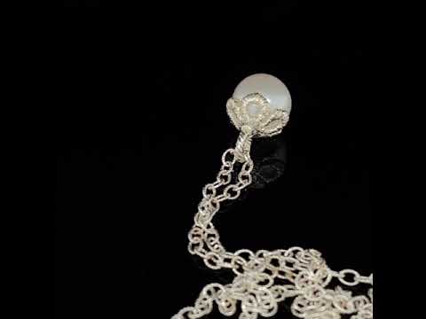 Video of Brigitte Adolph's Sterling Silver Frau Luna Pearl Dainty Necklace. Available on DESIGNYARD.com No 1 for Contemporary Jewellery Dublin, Ireland. Free Worldwide Shipping with DHL.