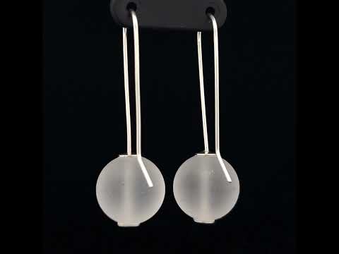 Video of Inga Reed's Sterling Silver Frosted Rock Crystal Drop Earrings. Available on DESIGNYARD.com and in our Jewellery Shop Dublin, Ireland.