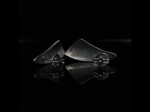 Video of Cassie McCann's Contemporary Irish Made Sterling Silver Oxidised Medium Coastline Stud Earrings. Available on DESIGNYARD.com. No 1 for Contemporary Jewellery Dublin, Ireland. Worldwide Shipping.