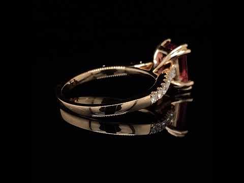 Video of 18k Rose Gold Pink Tourmaline Diamond Engagement Ring. Available on DESIGNYARD.com and in our Jewellery Shop Dublin, Ireland. Free Worldwide Shipping with DHL.