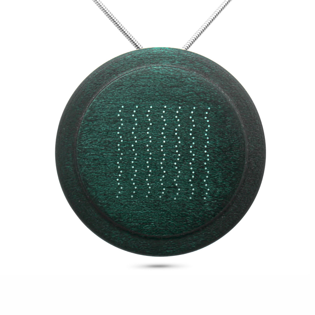 Photograph 1 of Roger Bennett's Sterling Silver Maple Zig Zag Inlaid Pendant. Available on DESIGNYARD.com and in our Jewellery Shop Dublin, Ireland. #1 for Irish Jewellery.