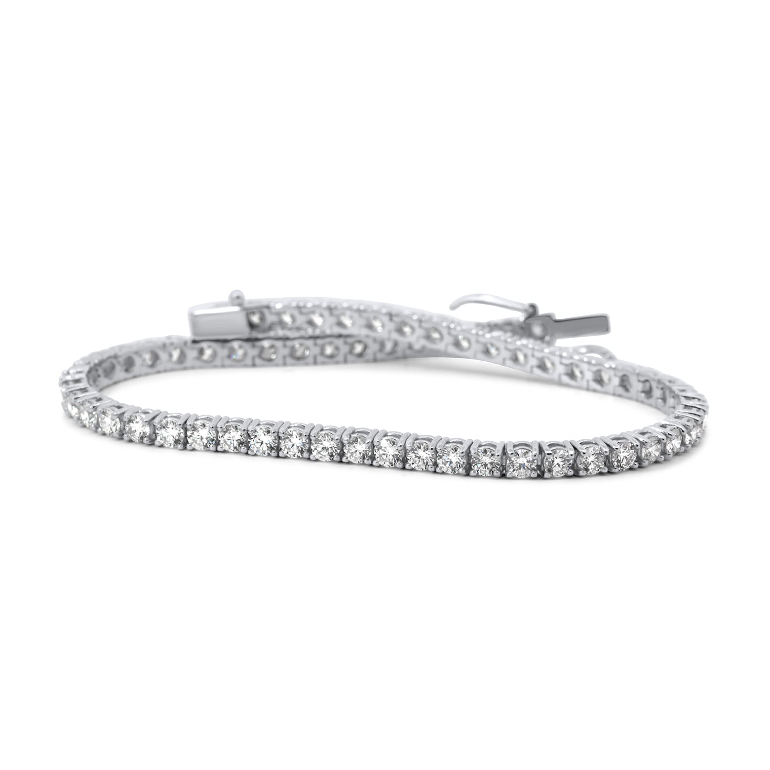 2.5mm 14k or 18k Gold 4ct Diamond Tennis Bracelet - UVERLY