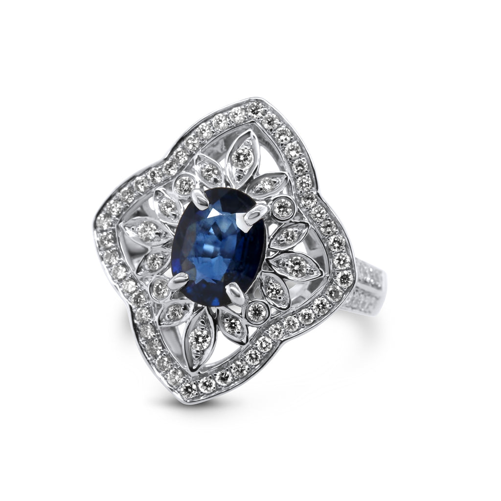 Ronan Campbell - 18k White Gold Gallico Sapphire Diamond Ring - DESIGNYARD, Dublin Ireland.