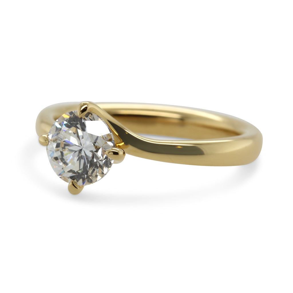 18k Yellow Gold North South Twist Engagement Ring