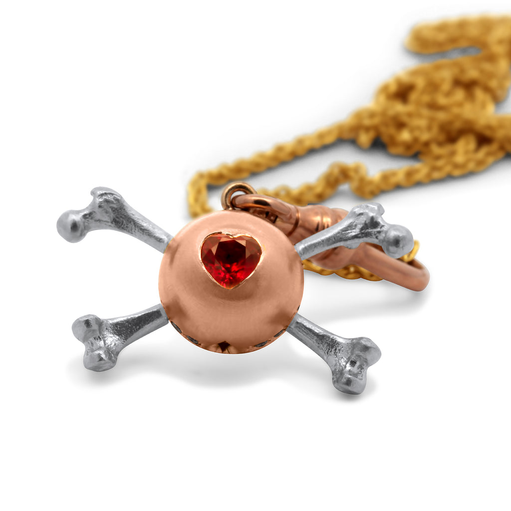 Photograph 2 of Sam Lafford's 18k Rose Gold & Platinum HeartBroken Grá Necklace. Available on DESIGNYARD.com and in our Contemporary Jewellery Shop Dublin, Ireland. Number 1 for Contemporary Jewellery.