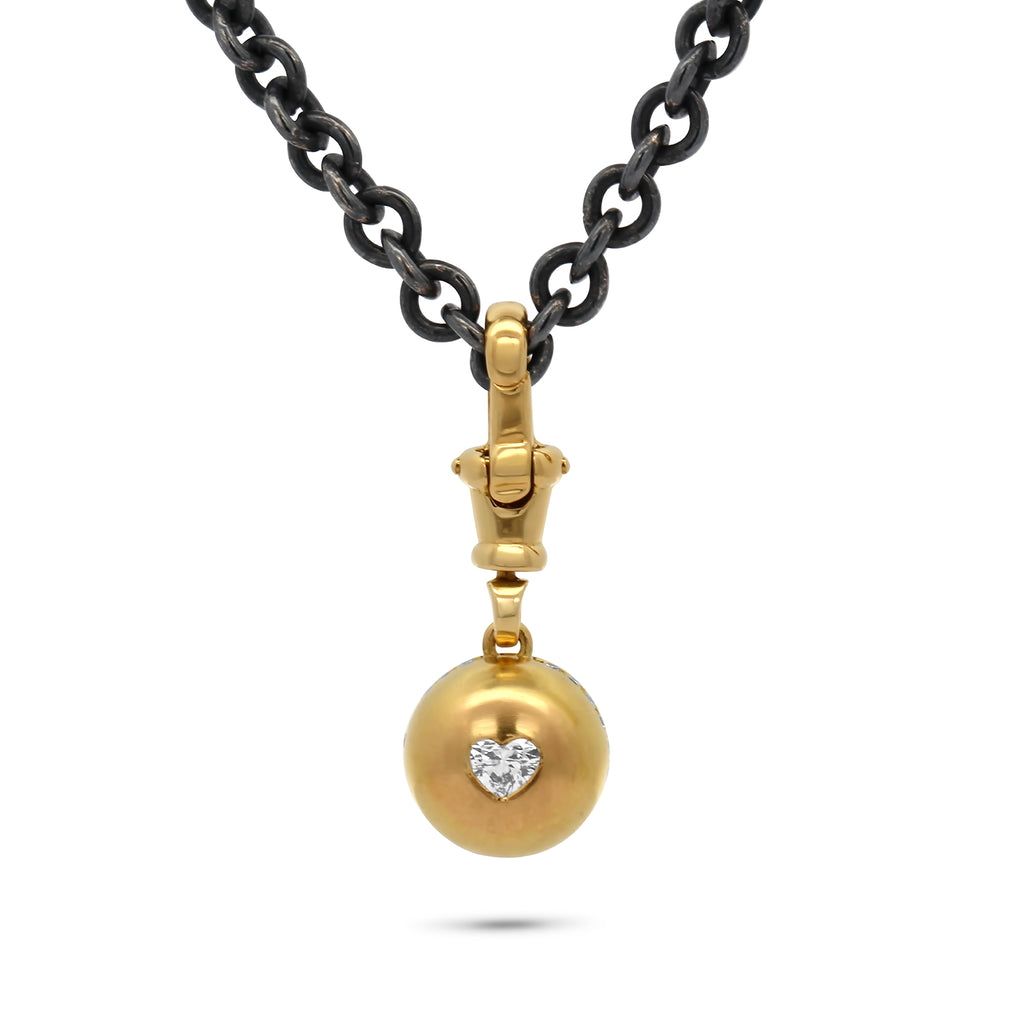 Photograph 1 of Sam Lafford's 18k Yellow Gold An Grá Diamond Necklace. Available on DESIGNYARD.com and in our Contemporary Jewellery Shop Dublin, Ireland. Free Worldwide Shipping with DHL.