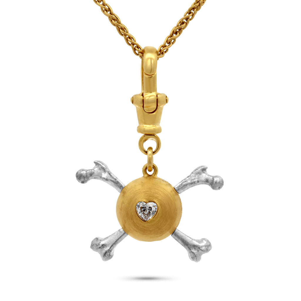 Photograph 4 of Sam Lafford's 18k Yellow Gold & Platinum HeartBroken Grá Necklace. Available on DESIGNYARD.com and in our Contemporary Jewellery Shop Dublin, Ireland. Free Worldwide Shipping with DHL.