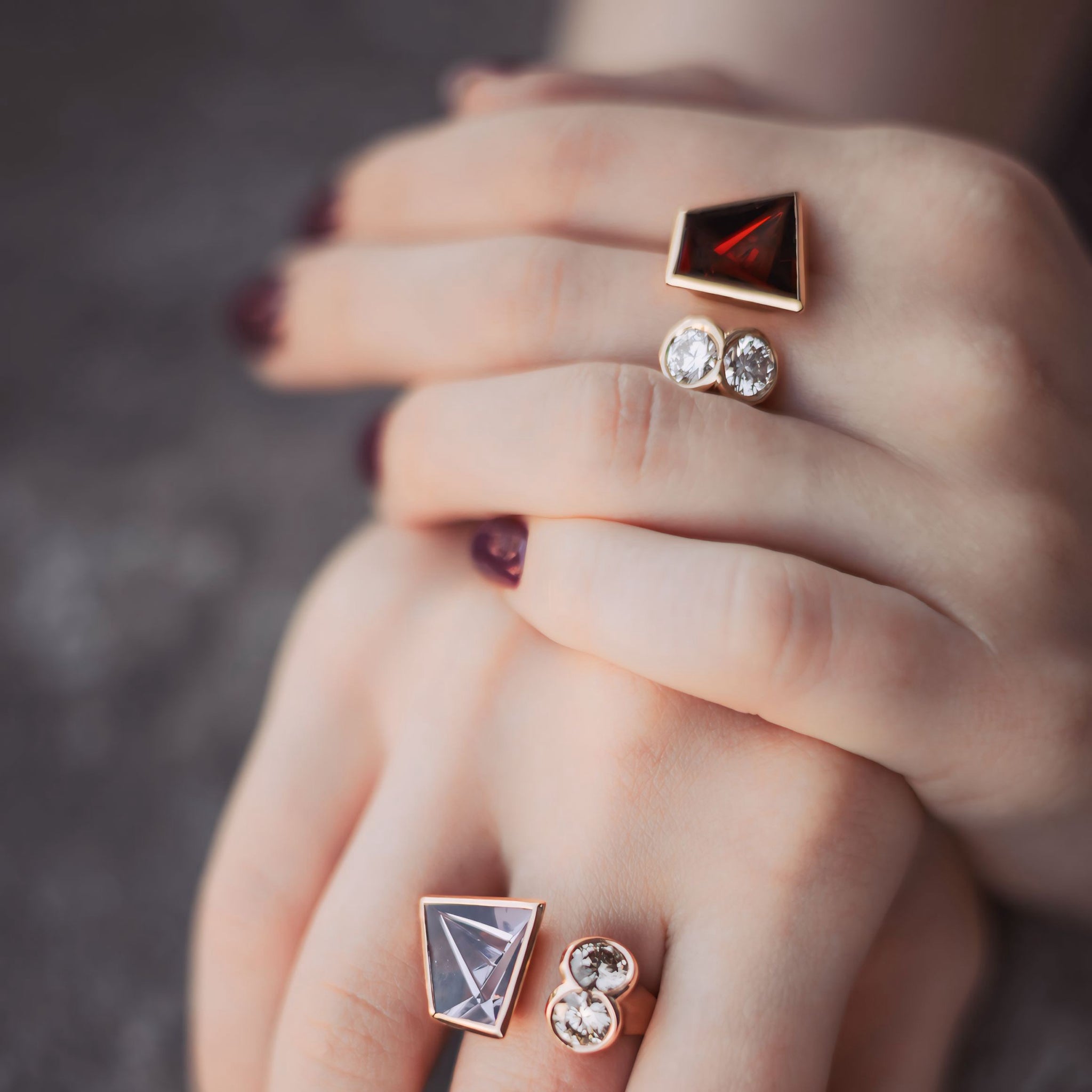 Contemporary Garnet Diamond Shamwari Statement Ring by Sam