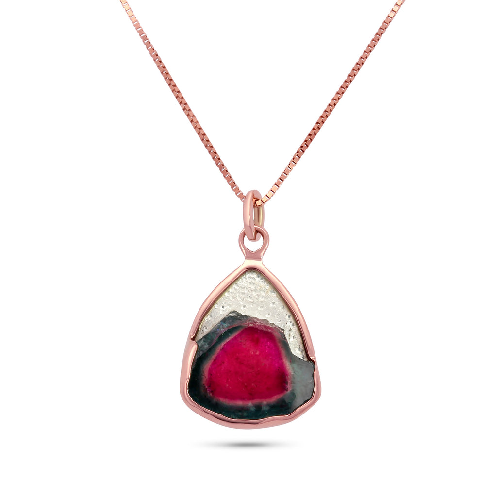 stephanie robinson 14k rose gold watermelon tourmaline necklace designyard contemporary jewellery gallery dublin ireland