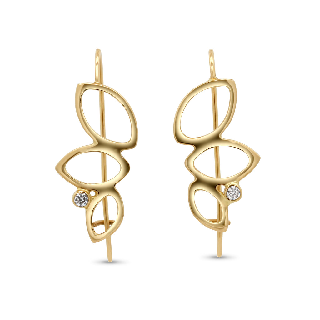Photograph 1 of Stephanie Robinson's Contemporary 14k Yellow Gold Falling Leaves Diamond Earrings. Available on DESIGNYARD.com and in our Jewellery Shop Dublin, Ireland. Free Worldwide Shipping with DHL.