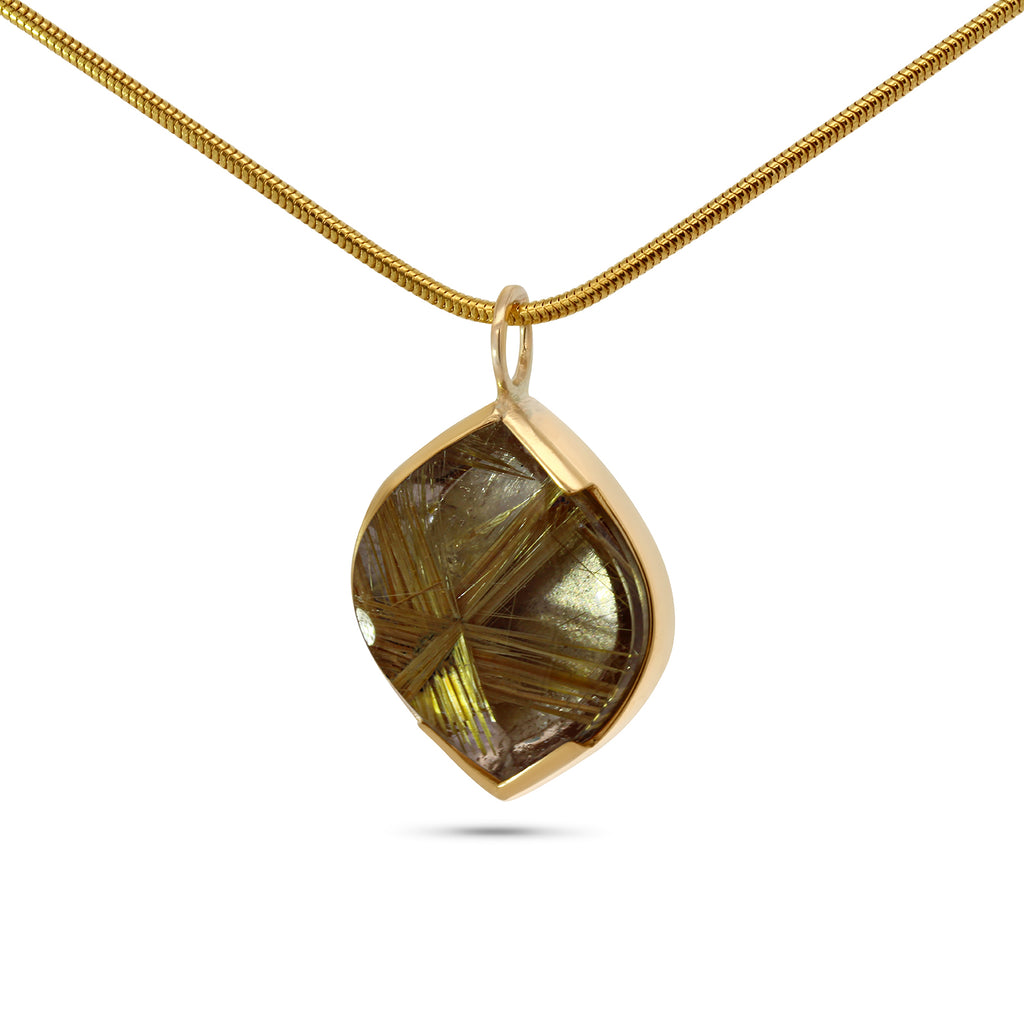 stephanie robinson 14k yellow gold star rutile quartz pendant designyard contemporary jewellery gallery dublin ireland