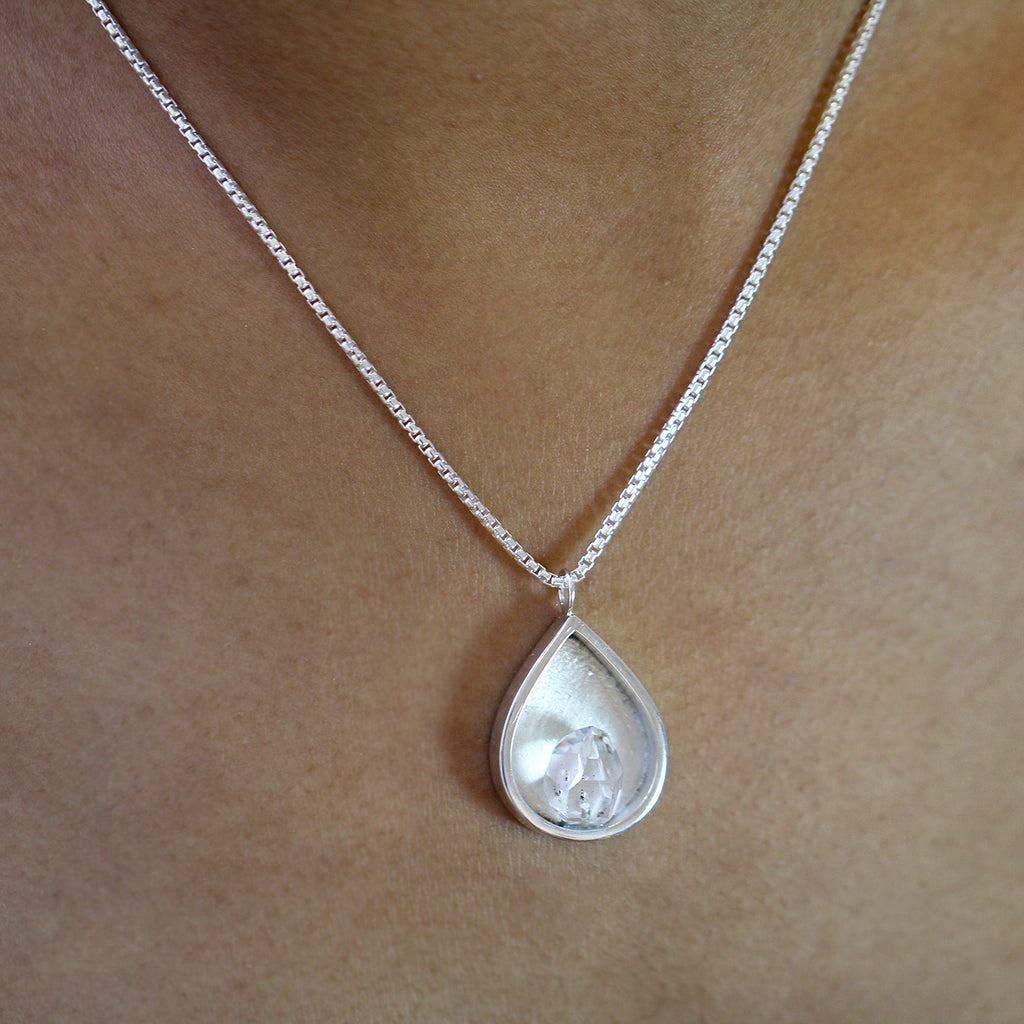 stephanie robinson sterling silver herkimer diamond pendant designyard contemporary jewellery gallery dublin ireland