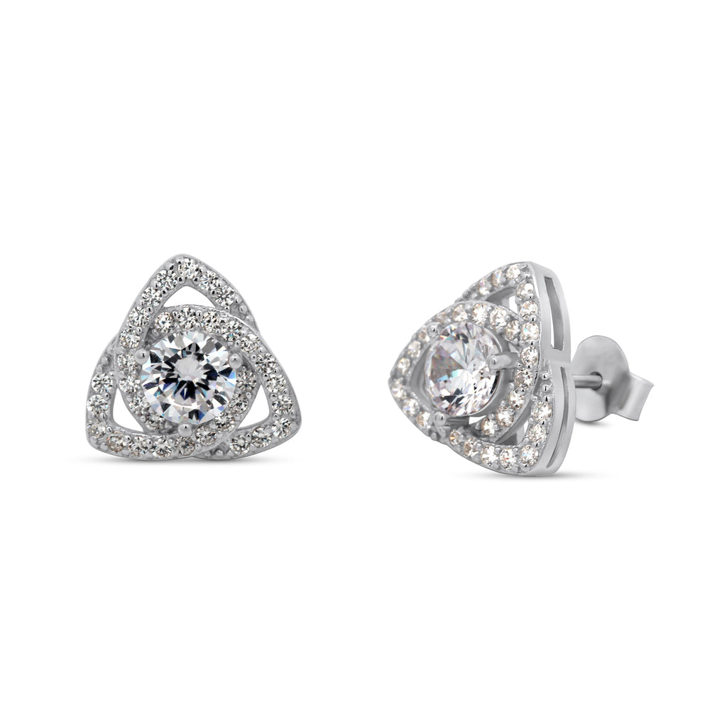 Photograph 1 of Sterling Silver Trinity Knot Stud Earrings. Available on DESIGNYARD.com and in our Jewellery Shop Dublin, Ireland. Shipping Worldwide.