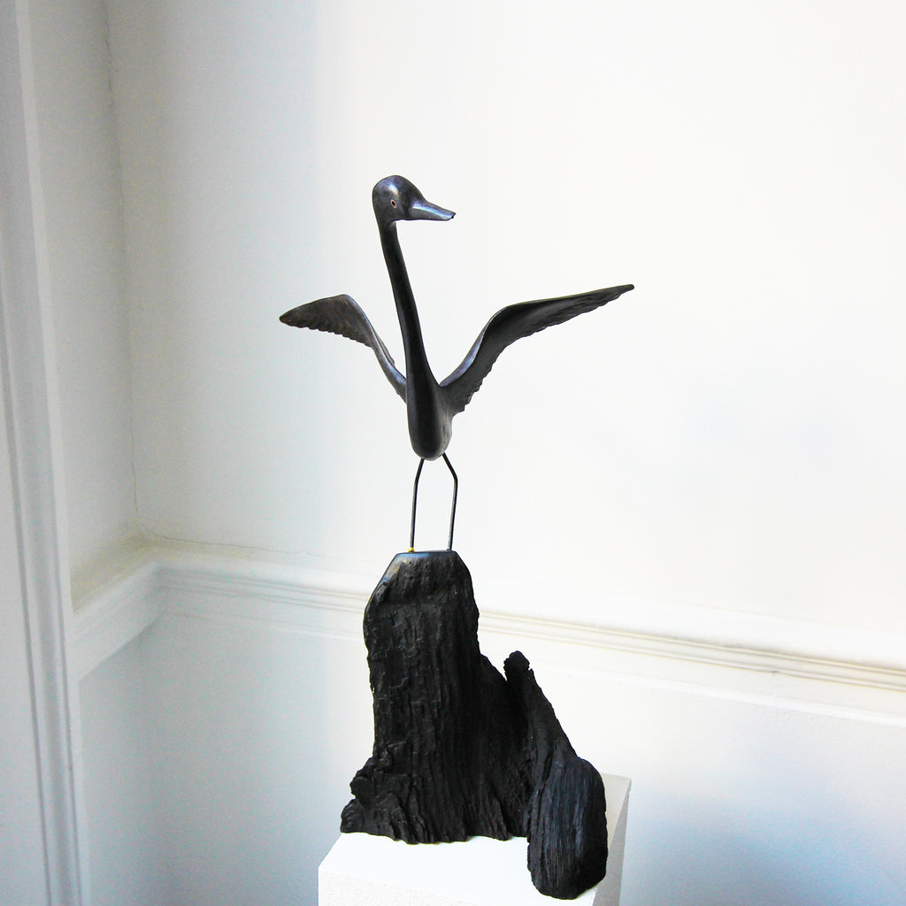 Photograph 5 of Tony Downey's Stature Irish Bog Oak Sculpture. Available on DESIGNYARD.com and in our Gallery Dublin Ireland. 