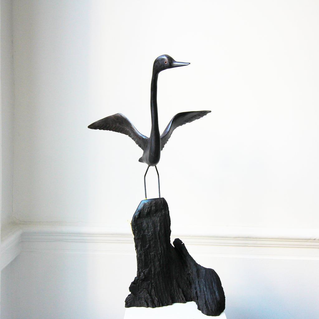 Photograph 1 of Tony Downey's Stature Irish Bog Oak Sculpture. Available on DESIGNYARD.com and in our Gallery Dublin Ireland. 