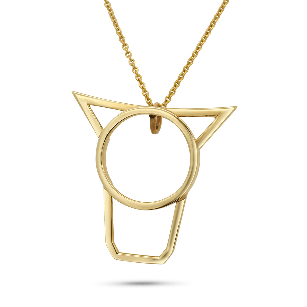 Photograph 1 of Vanessa Ree's Contemporary Yellow Gold Cow Pendant. Available on DESIGNYARD.com and in our Jewellery Shop Dublin, Ireland. Free Worldwide Shipping with DHL.