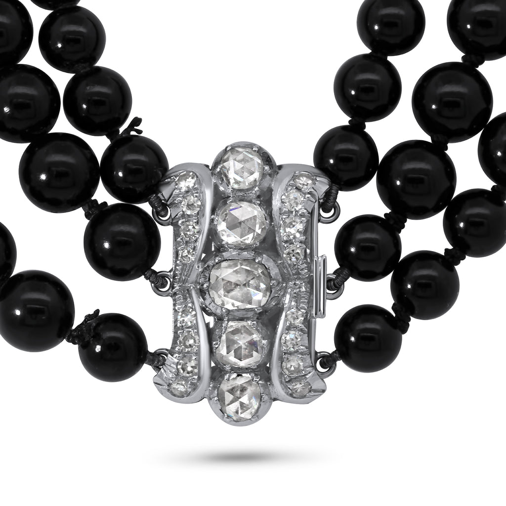 vintage 18k white gold onyx diamond necklace earring set designyard dublin ireland