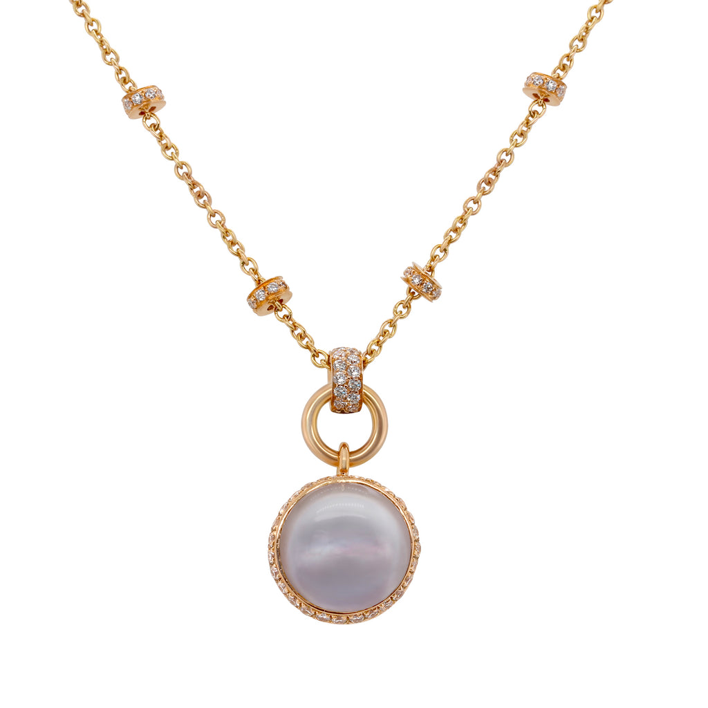 Ronan Campbell - 18k Rose Gold Diamond Chalcedony Necklace - DESIGNYARD, Dublin Ireland.
