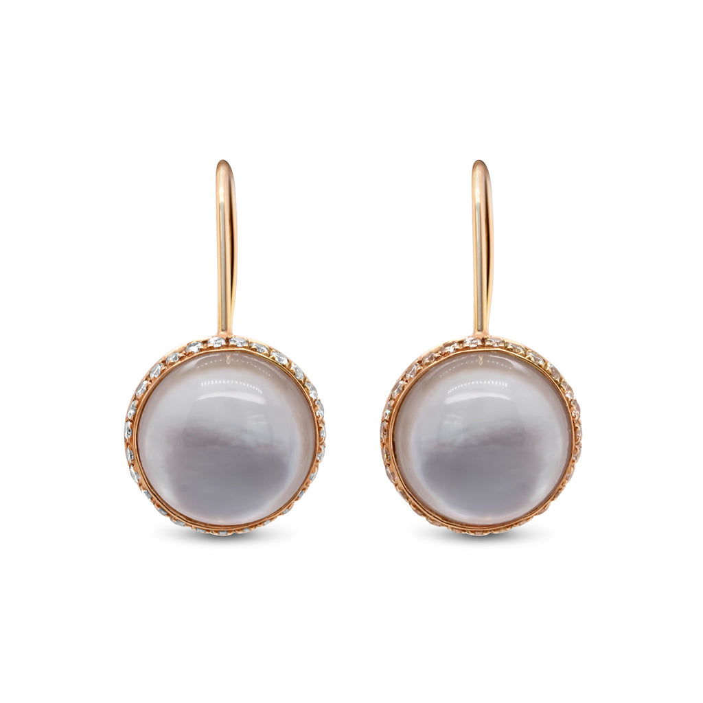 Ronan Campbell - 18k Rose Gold Diamond Chalcedony Earrings - DESIGNYARD, Dublin Ireland.