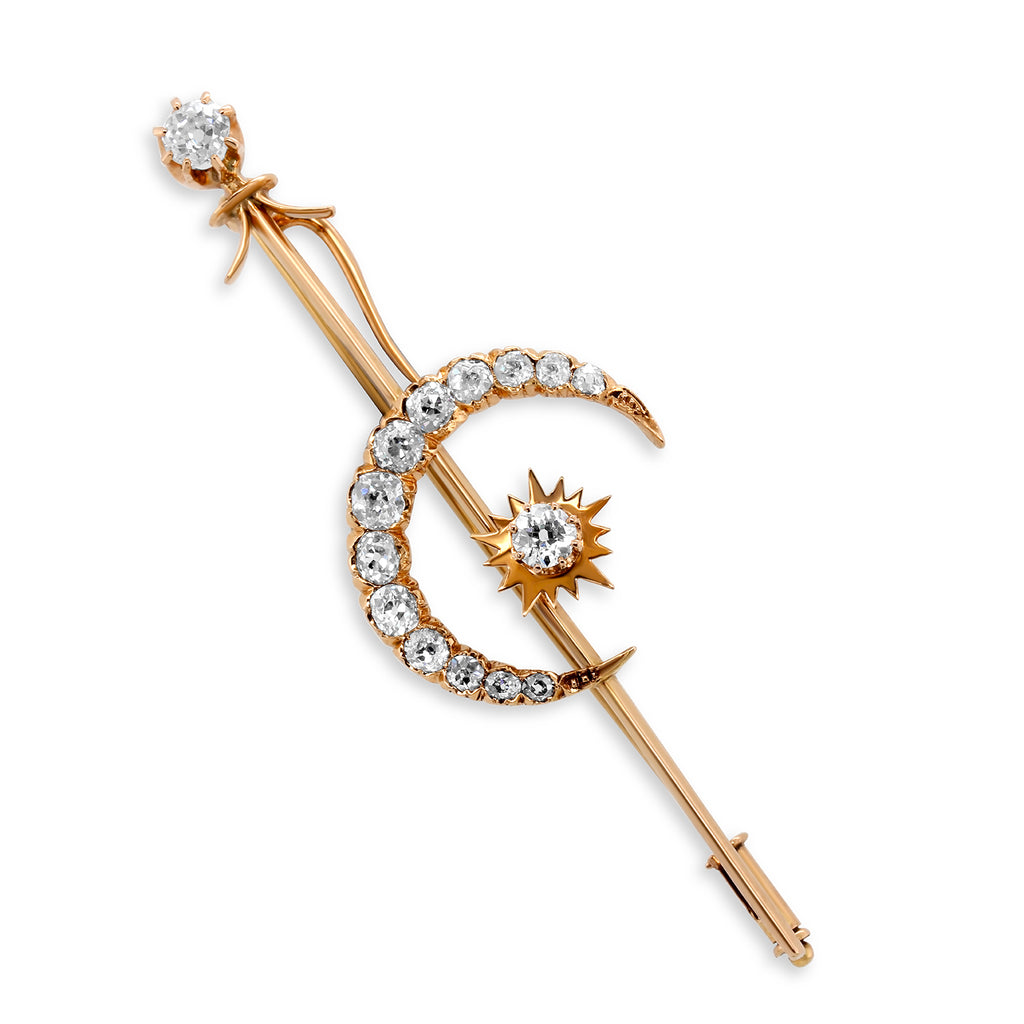 DesignYard - Half Moon & Star Diamond Brooch - DESIGNYARD, Dublin Ireland.