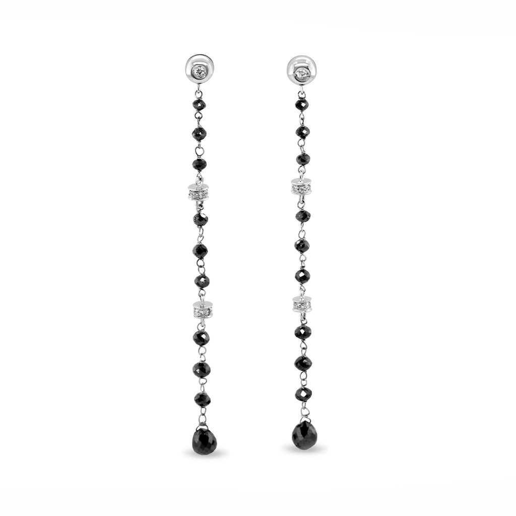 Ronan Campbell - 18k White Gold 4.54ct Long Black Diamond Earrings - DESIGNYARD, Dublin Ireland.