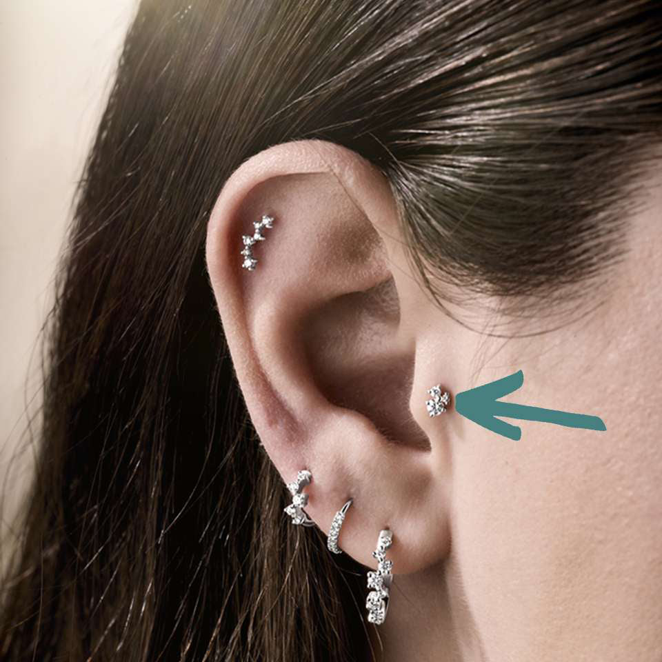 Photograph 2 of 18k White Gold Diamond Labret Stud Earring. Available on DESIGNYARD.com and in our Jewelry Store Dublin, Ireland. Free Worldwide Shipping with DHL.
