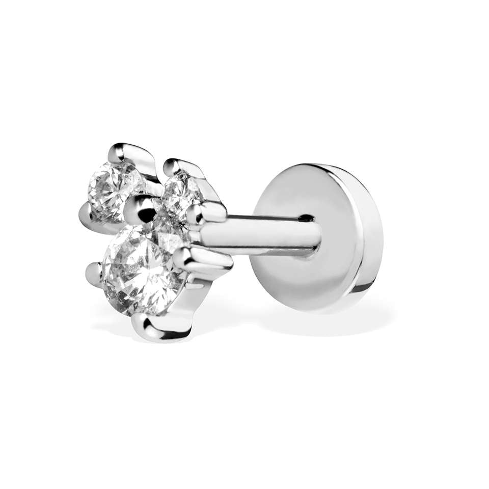 DesignYard - 18k White Gold Diamond Labret Stud Earring - DESIGNYARD, Dublin Ireland.