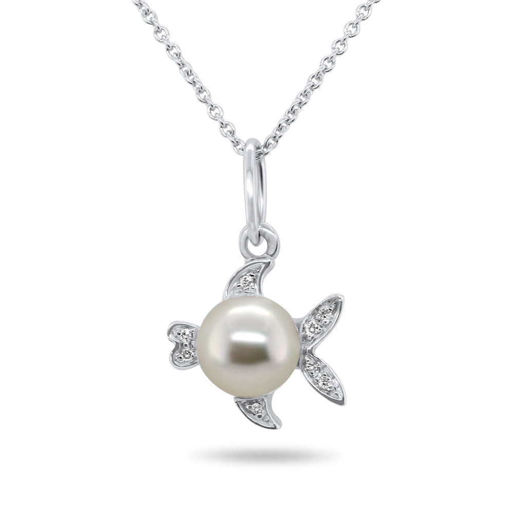 Ronan Campbell - 18k White Gold Diamond Pearl Goldfish Pendant - DESIGNYARD, Dublin Ireland.
