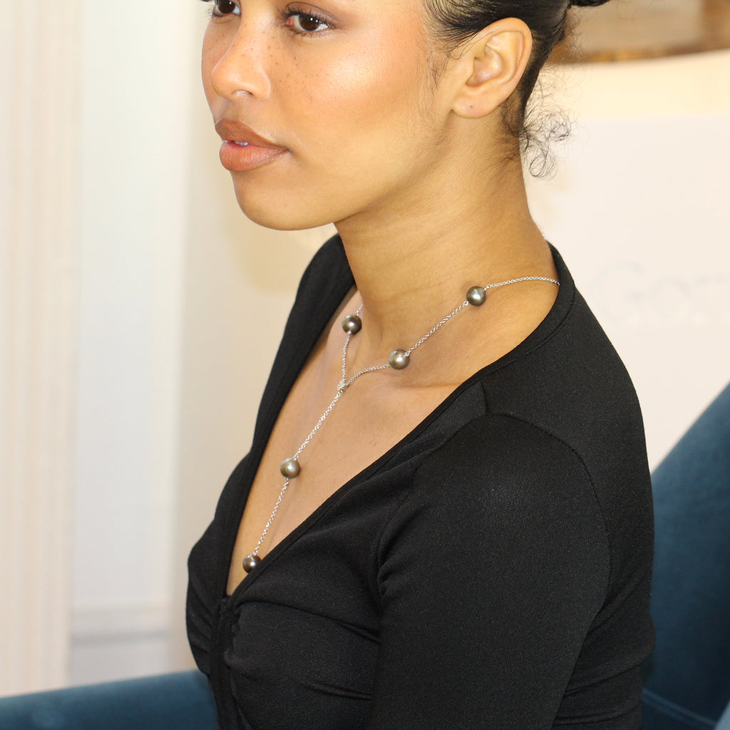 Ronan Campbell - 18k White Gold Tahitian Pearl Diamond Necklace - DESIGNYARD, Dublin Ireland.