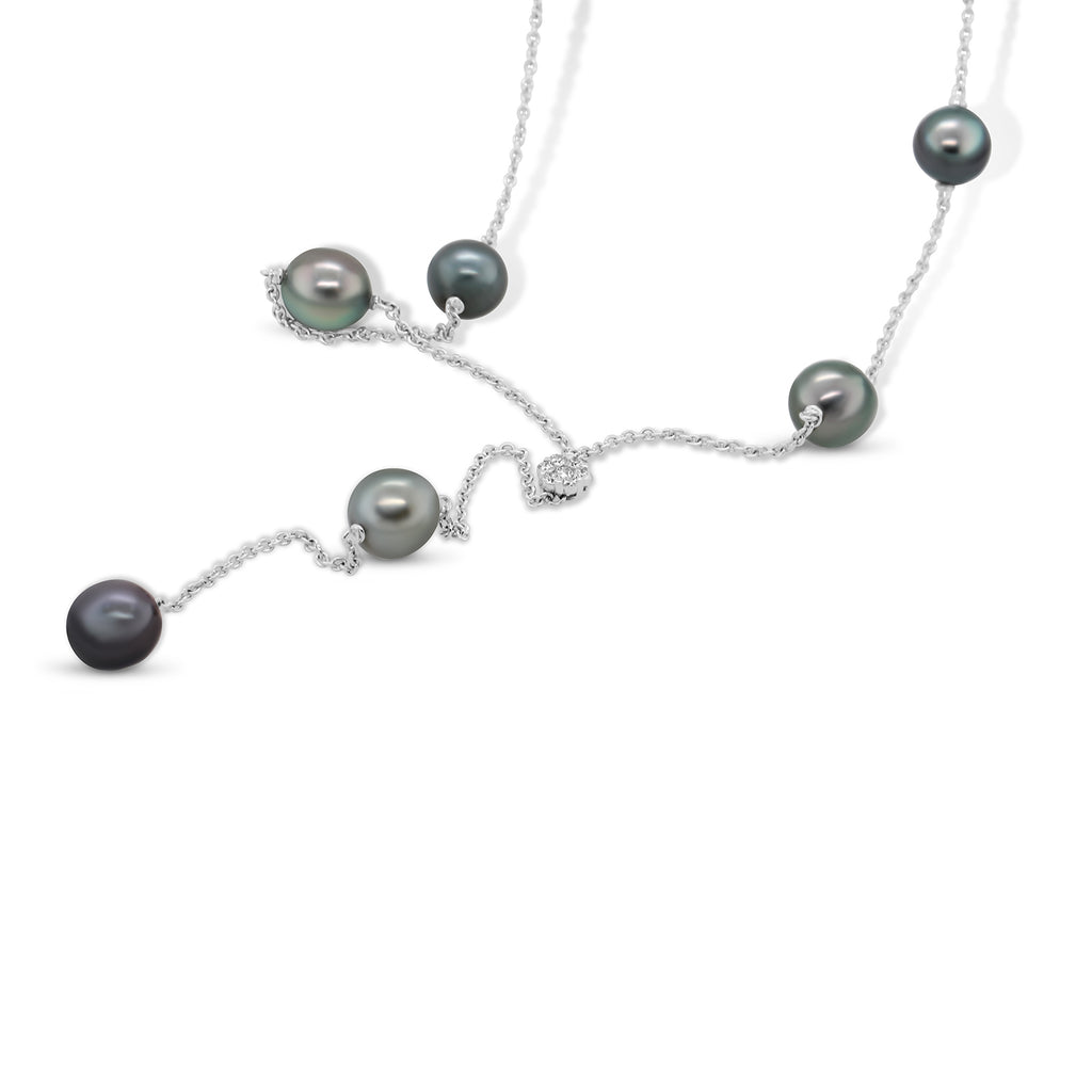 Ronan Campbell - 18k White Gold Tahitian Pearl Diamond Necklace - DESIGNYARD, Dublin Ireland.