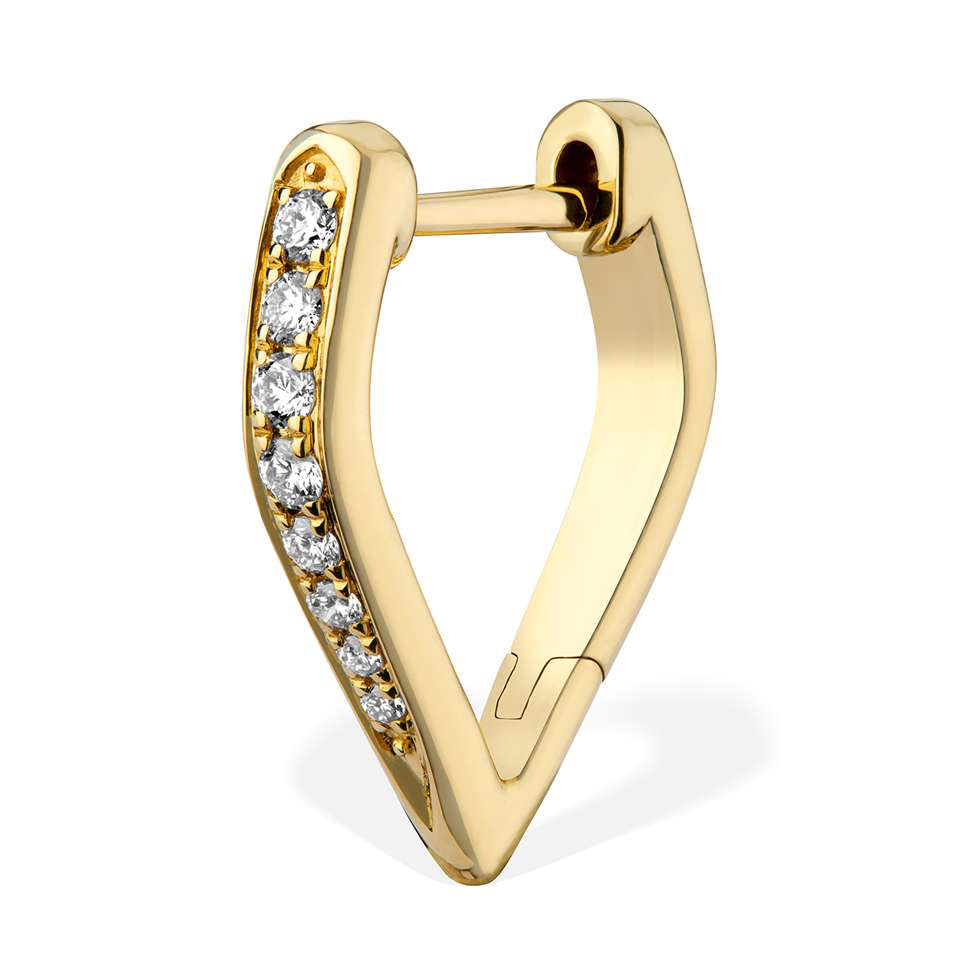 DesignYard - 18k Yellow Gold Diamond V Single Huggie Earring - DESIGNYARD, Dublin Ireland.